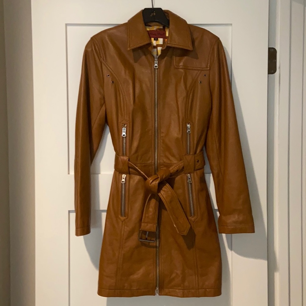 Nicola Berti 3/4 length trench leather jacket